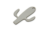 Steel Cactus Charm, Stainless Steel Cactus Charms With 1 Hole, Earring Charms, Findings (21x15x0.80mm) SMP2561