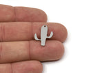 Steel Cactus Charm, Stainless Steel Cactus Charms With 1 Hole, Earring Charms, Findings (21x15x0.80mm) SMP2561