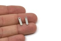 Steel D Shape Charm,  Stainless Steel D Shape Charms With 1 Hole, Findings (14x3.5x0.80mm) SMP2566