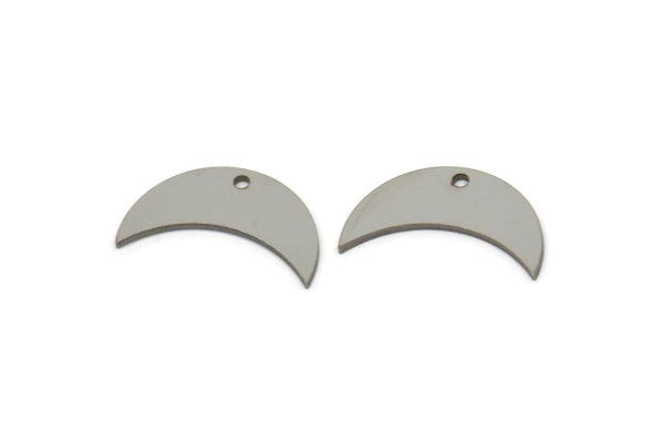 Steel Moon Charm, Stainless Steel Crescent Moon Charms With 1 Hole, Blanks, Findings (10x17x0.80mm) SMP2569