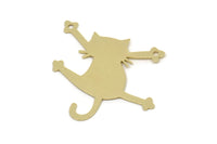 Brass Cat Charm, Raw Brass Cat Charms With 2 Holes, Findings (29x30x0.60mm) SMP2577