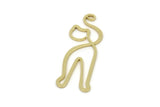 Brass Cat Charm, Raw Brass Cat Charms With 1 Loop, Findings (30x11x0.80mm) SMP2579