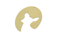 Brass Oval Charm, Raw Brass Dog Patterned Oval Shaped Charms With 1 Hole, Animal Jewelry, Chihuahua Charms, Findings (30x23x0.60mm) SMP2580