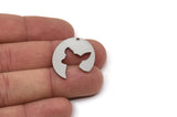 Steel Oval Charm, Stainless Steel Dog Patterned Oval Shaped Charms With 1 Hole, Animal Jewelry, Chihuahua Charms (30x23x0.80mm) SMP2580