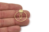 Brass Round Charm, Raw Brass Fish Patterned Round Shaped Charms With 1 Hole, Geometric Findings (30x25x0.80mm) SMP2581