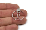 Steel Round Charm, Stainless Steel Fish Patterned Round Shaped Charms With 1 Hole, Geometric Findings (30x25x0.80mm) SMP2581
