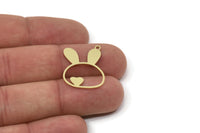 Brass Rabbit Charm, Raw Brass Rabbit Charms With 1 Loop, Heart Charm, Bunny Findings (25x18.5x0.80mm) SMP2585
