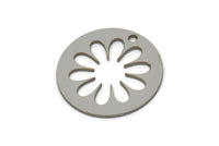 Steel Round Charm, Stainless Steel Flower Charms With 1 Hole, Findings (20x0.80mm) SMP2591