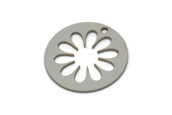 Steel Round Charm, Stainless Steel Flower Charms With 1 Hole, Findings (20x0.80mm) SMP2591