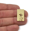 Brass Rectangle Charm, Raw Brass Flower Patterned Rectangle Shaped Charms With 1 Hole, Findings (30x15x0.60mm) SMP2593