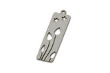 Steel Rectangle Charm, Stainless Steel Flower Patterned Rectangle Shaped Charms With 1 Loop, Findings (30x8.5x0.80mm) SMP2594
