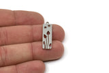 Steel Rectangle Charm, Stainless Steel Flower Patterned Rectangle Shaped Charms With 1 Loop, Findings (30x8.5x0.80mm) SMP2594