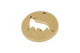 Brass Round Charm, Raw Brass Cat Charms With 1 Hole, Findings (18x1.20mm) SMP2597