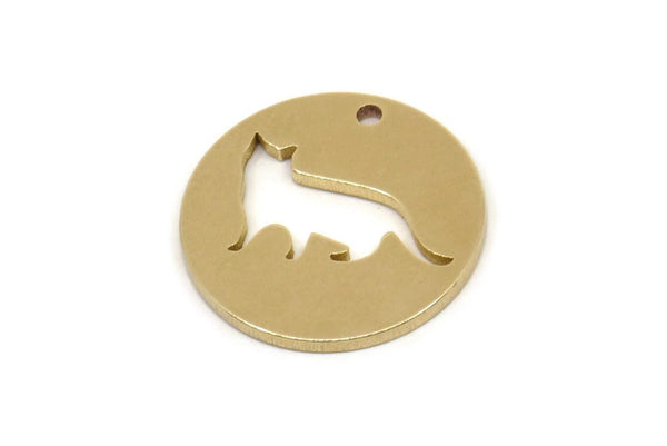 Brass Round Charm, Raw Brass Cat Charms With 1 Hole, Findings (18x1.20mm) SMP2597