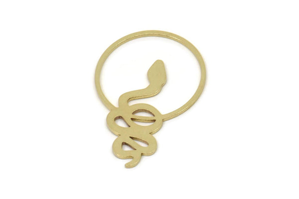Brass Round Charm, Raw Brass Snake Charms, Findings (30x20x0.80mm) SMP2598