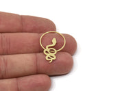 Brass Round Charm, Raw Brass Snake Charms, Findings (30x20x0.80mm) SMP2598