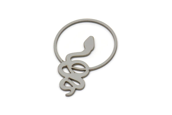 Steel Round Charm, Stainless Steel Snake Charms, Findings (30x20x0.80mm) SMP2598