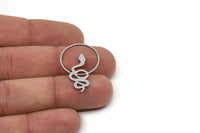 Steel Round Charm, Stainless Steel Snake Charms, Findings (30x20x0.80mm) SMP2598