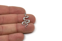 Steel Snake Charm, Stainless Steel Snake Charms With 1 Loop, Blanks, Findings (30x12.5x0.80mm) SMP2600