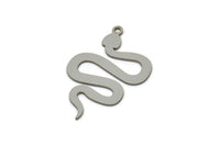 Steel Snake Charm, Stainless Steel Snake Charms With 1 Loop, Blanks, Findings (30x21x0.80mm) SMP2601
