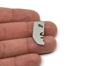 Steel Face Charm, Stainless Steel Face Charms With 1 Loop, Face Shaped Jewelry, Pendants, Earrings, Findings (30x12x0.80mm) SMP2602