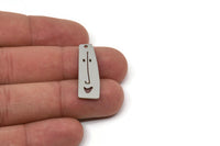 Steel Face Charm, Stainless Steel Irregular Shaped Face Charm With 1 Hole, Pendants, Earrings, Findings (30x10x0.80mm) SMP2603