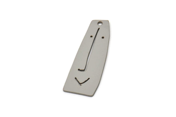 Steel Face Charm, Stainless Steel Irregular Shaped Face Charm With 1 Hole, Pendants, Earrings, Findings (30x10x0.80mm) SMP2605