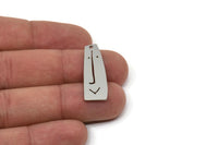 Steel Face Charm, Stainless Steel Irregular Shaped Face Charm With 1 Hole, Pendants, Earrings, Findings (30x10x0.80mm) SMP2605