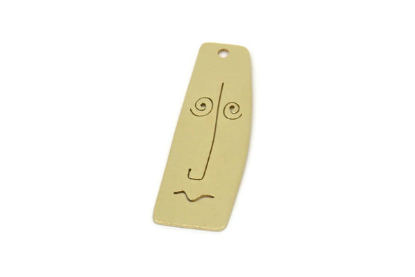 Brass Face Charm, Raw Brass Irregular Shaped Face Charm With 1 Hole, Face Shaped Jewelry, Findings (30x10x0.80mm) SMP2606