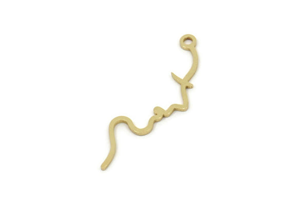 Brass Face Charm, Raw Brass Face Charm With 1 Loop, Face Shaped Jewelry, Findings (30x9x0.80mm) SMP2610
