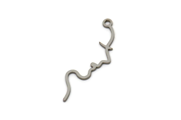 Steel Face Charm, Stainless Steel Face Charm With 1 Loop, Pendants, Earrings, Findings (30x9x0.80mm) SMP2610