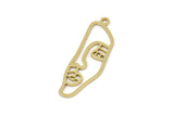 Brass Face Charm, Raw Brass Face Charm With 1 Loop, Face Shaped Jewelry, Findings (30x10x0.80mm) SMP2612