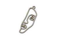 Steel Face Charm, Stainless Steel Face Charm With 1 Loop, Pendants, Earrings, Findings (30x10x0.80mm) SMP2612