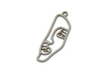 Steel Face Charm, Stainless Steel Face Charm With 1 Loop, Pendants, Earrings, Findings (30x10x0.80mm) SMP2612