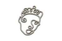 Steel Face Charm, Stainless Steel Face Charm With 1 Loop, Pendants, Earrings, Findings (30x18.5x0.80mm) SMP2613