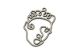Steel Face Charm, Stainless Steel Face Charm With 1 Loop, Pendants, Earrings, Findings (30x18.5x0.80mm) SMP2613