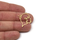 Brass Face Charm, Raw Brass Face Charm With 1 Loop, Face Shaped Jewelry, Findings (30x25x0.80mm) SMP2614