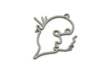Steel Face Charm, Stainless Steel Face Charm With 1 Loop, Pendants, Earrings, Findings (30x25x0.80mm) SMP2614