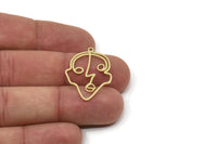 Brass Face Charm, Raw Brass Face Charm With 1 Loop, Face Shaped Jewelry, Findings (30x21x0.80mm) SMP2615