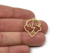 Brass Face Charm, Raw Brass Face Charm With 1 Loop, Face Shaped Jewelry, Findings (30x21x0.80mm) SMP2615