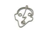 Steel Face Charm, Stainless Steel Face Charm With 1 Loop, Pendants, Earrings, Findings (30x21x0.80mm) SMP2615