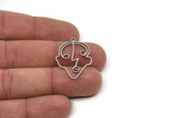 Steel Face Charm, Stainless Steel Face Charm With 1 Loop, Pendants, Earrings, Findings (30x21x0.80mm) SMP2615
