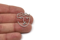 Steel Face Charm, Stainless Steel Face Charm With 1 Loop, Pendants, Earrings, Findings (29x23x0.80mm) SMP2617