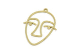 Brass Face Charm, Raw Brass Face Charm With 1 Loop, Face Shaped Jewelry, Findings (30x22.5x0.80mm) SMP2618