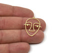 Brass Face Charm, Raw Brass Face Charm With 1 Loop, Face Shaped Jewelry, Findings (30x22.5x0.80mm) SMP2618