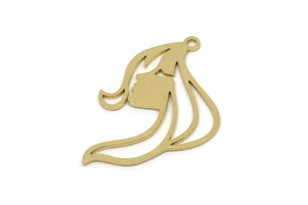 Brass Face Charm, Raw Brass Face Charm With 1 Loop, Face Shaped Jewelry, Findings (32x22x0.80mm) SMP2619