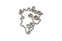 Steel Face Charm, Stainless Steel Face Charm With 1 Loop, Pendants, Earrings, Findings (30x22x0.80mm) SMP2620