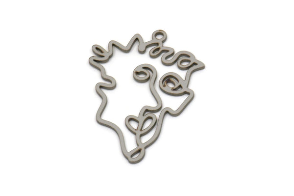 Steel Face Charm, Stainless Steel Face Charm With 1 Loop, Pendants, Earrings, Findings (30x22x0.80mm) SMP2620