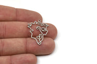 Steel Face Charm, Stainless Steel Face Charm With 1 Loop, Pendants, Earrings, Findings (30x22x0.80mm) SMP2620