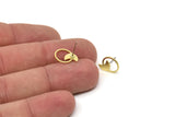 Brass Round Earring, 6 Raw Brass Tiny Crescent Moon Shaped Stud Earrings, Findings (13x10x0.80mm) SMP2542 A5879